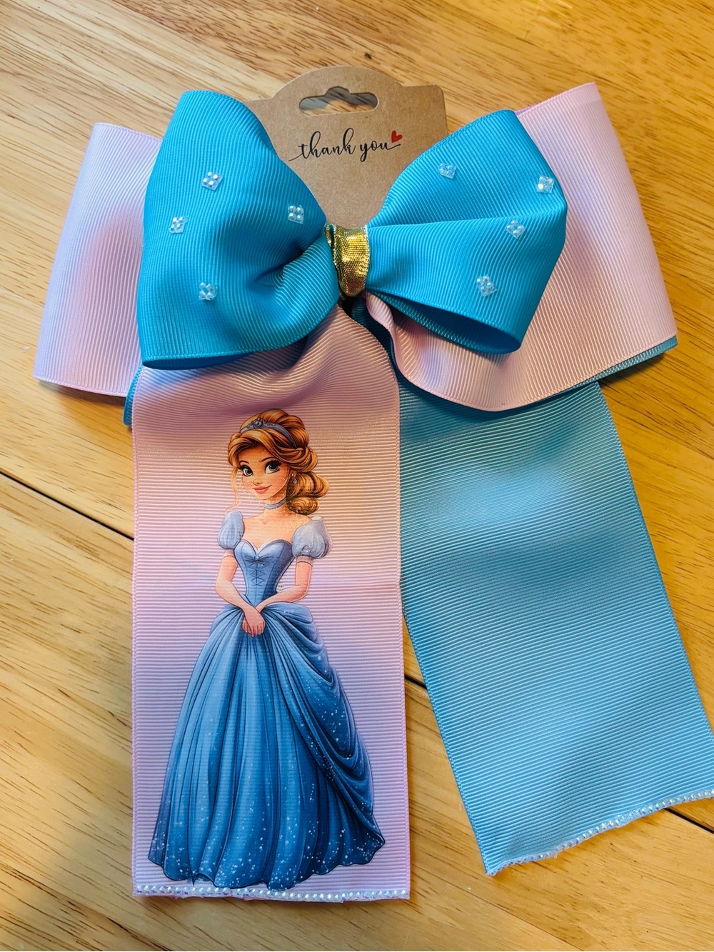Pink and Turquoise Princess Character Kids Hair Bow